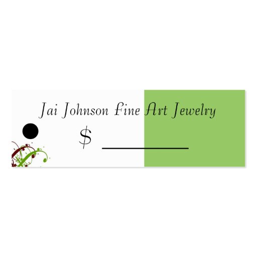 Merchandise Price Tags (Olive Green/Red) Business Cards (front side)