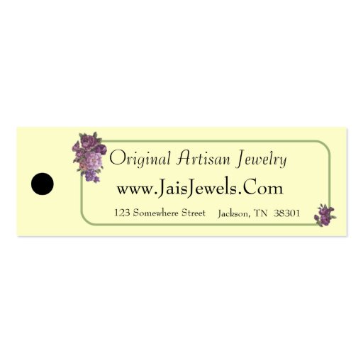 Merchandise Price Tags (Purple Flowers) Business Card (back side)