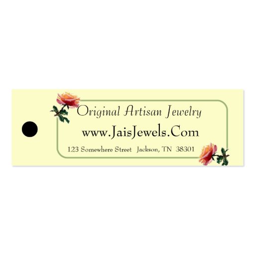 Merchandise Price Tags (Roses) Business Card Template (back side)