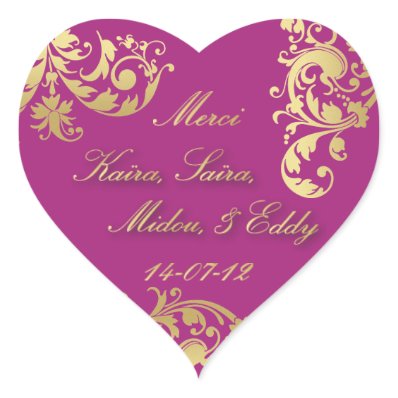 Merci Seal - Fuschia & Gold Floral Wedding Sticker