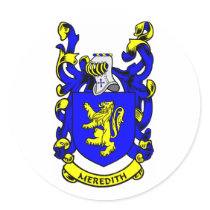 MEREDITH Coat of Arms Round Stickers