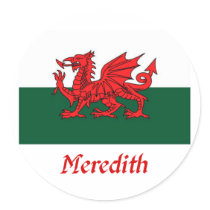 Meredith Welsh Flag Round Stickers