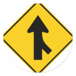 Merging Traffic Highway Sign (Right) Round Stickers