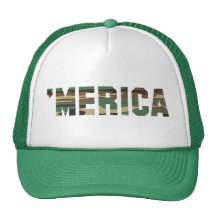 'MERICA Camo Font Trucker Hat (green)