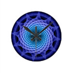 Merkaba Spiral Mandala Blue ( Fractal Geometry ) Round Wall Clocks