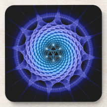 Merkaba Spiral Mandala Blue ( Fractal Geometry ) Beverage Coaster