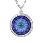 Merkaba Spiral Mandala Blue ( Fractal Geometry ) Personalized Necklace