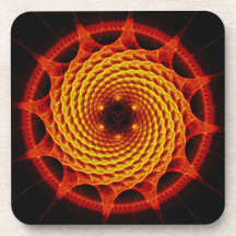 Merkaba Spiral Mandala Red ( Fractal Geometry ) Beverage Coaster