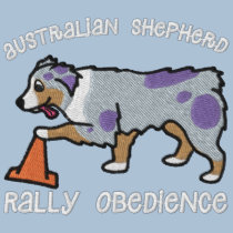 Merle Australian Shepherd Rally Obedience embroidered shirts