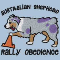 Merle Australian Shepherd Rally Obedience embroidered shirts