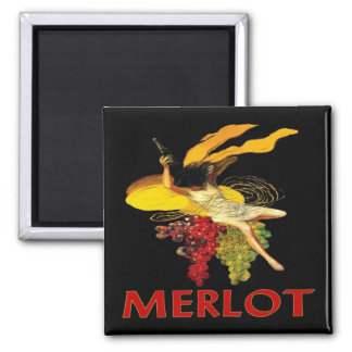 Merlot Maid With Grapes 2 Inch Square Magnet