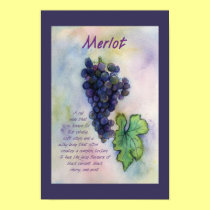 Merlot Red Wine Grapes Art Poster Print posters