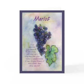 Merlot Wine Art Grapes Greeting or Note Card card