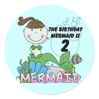 Mermaid 2nd Birthday Tshirts and Gifts sticker