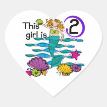 Mermaid 2nd Birthday Tshirts and Gifts Sticker