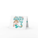 postcard - Invite everyone to childs third birthday with this cute mermaid fantasy theme with seahorse's and starfish, in shell pink and sea bluegreen colors. Text reads 'This little mermaid is 2". This birthday party invitation card has matching shirts & gifts.