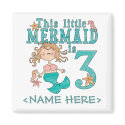 Mermaid 3rd Birthday magnets by Kewlkids Mermaid 3rd Birthday magnets