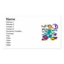 Mermaid 3rd Birthday T shirts and Gifts Business Card Template