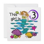 Mermaid 3rd Birthday T shirts and Gifts Announcement