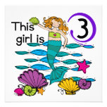 Mermaid 3rd Birthday T shirts and Gifts Announcement