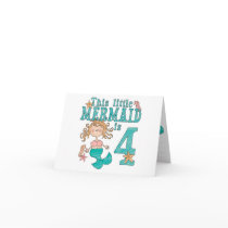 Mermaid 4th Birthday Invitations cards