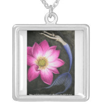 Mermaid and Big Pink Lotus necklaces