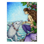Mermaid and Dolphin Friend Post Cards