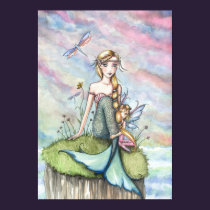 Mermaid and Little Fairy Poster Print posters