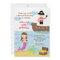 Mermaid and Pirate Birthday Party Invitations