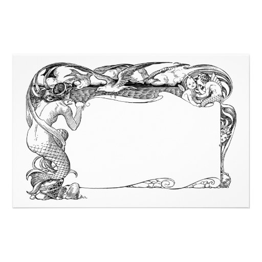 Mermaid and Seagulls Stationery Design