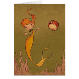 mermaid and seahorse card