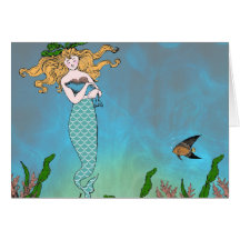 Mermaid and seal card