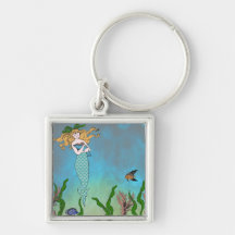 Mermaid and seal key chains