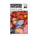 Mermaid and seal with stars postage by JellyRollDesigns Mermaid and seal with stars postage