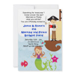Mermaid and the Pirate Brithday Invitation