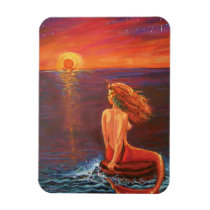 Mermaid Art Magnet - Watching The Sunset magnets