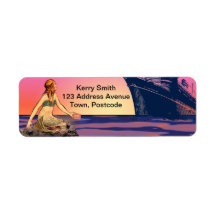 Mermaid at sunset custom return address label