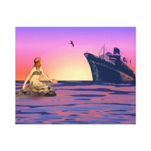 Mermaid at sunset gallery wrap canvas