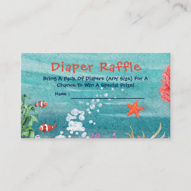 Mermaid Baby Shower Diaper Raffle Under The Sea Enclosure Card Zazzle