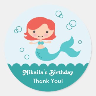 Mermaid Birthday Favor Sticker