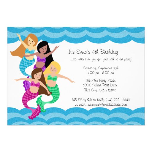 Mermaid Birthday Party Personalized Invites