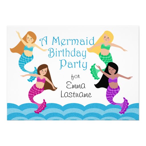 Mermaid Birthday Party Personalized Invites