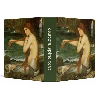 Mermaid by JW Waterhouse, Victorian Mythology Art 3 Ring Binder