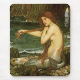 Mermaid by JW Waterhouse, Victorian Mythology Art Mousepads