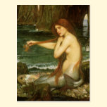 Mermaid by JW Waterhouse, Victorian Mythology Art postcards