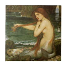 Mermaid by JW Waterhouse, Victorian Mythology Art Tile