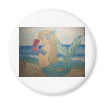 Mermaid chat refrigerator magnet