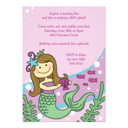 Mermaid Down Under Invitations: Brunette