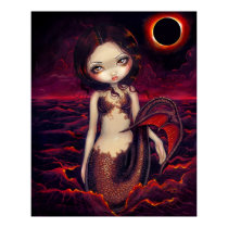 Mermaid Eclipse gothic moon fantasy Art Print by strangeling Mermaid Eclipse gothic moon fantasy Art Print