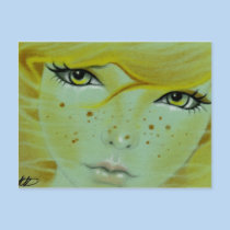 Mermaid face freckles Postcard postcards